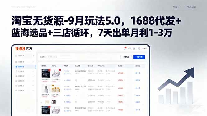（15972期）淘宝无货源-9月玩法5.0，1688代发+蓝海选品+三店循环，7天出单月利1-3万-搞砸网络-www.gaoza.cn