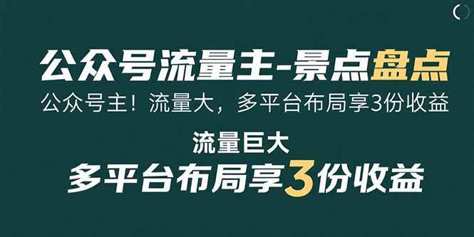 （15553期）公众号流量主-景点盘点 流量巨大 多平台布局享3份收益-搞砸网络-www.gaoza.cn