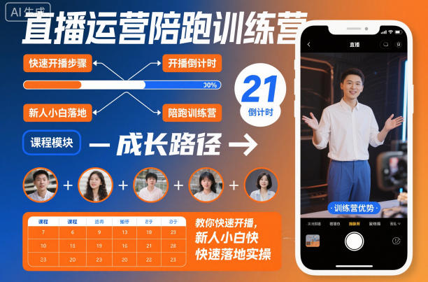 直播运营陪跑训练营，教你快速开播，新人小白快速落地实操-搞砸网络-www.gaoza.cn