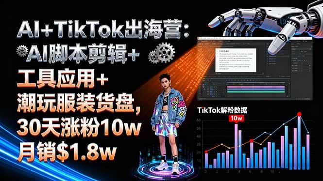 （16108期）AI+TikTok出海营:AI脚本剪辑+工具应用+潮玩服装货盘,30天涨粉10w月销$1.8w-搞砸网络-www.gaoza.cn