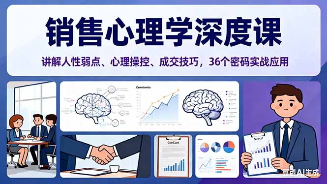 销售心理学深度课，讲解人性弱点、心理操控、成交技巧，36个密码实战应用-搞砸网络-www.gaoza.cn