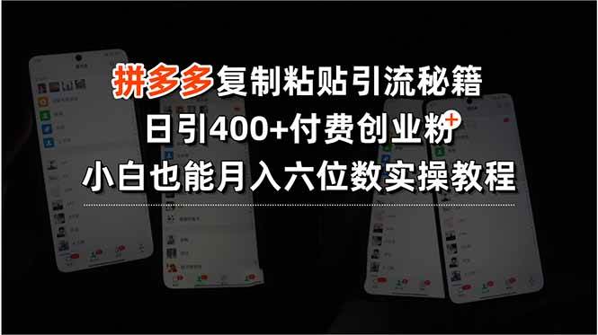 （15613期）拼多多复制粘贴引流秘籍，日引400+付费创业粉，小白也能月入六位数实操…-搞砸网络-www.gaoza.cn