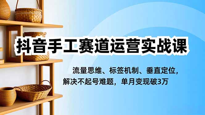 抖音手工赛道运营实战课，流量思维、标签机制、垂直定位，解决不起号难题，单月变现破3万-搞砸网络-www.gaoza.cn
