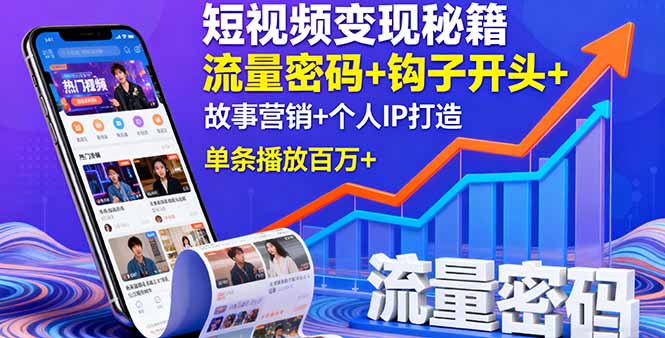 短视频变现秘籍，流量密码+钩子开头+故事营销+个人IP打造，单条播放百万+-搞砸网络-www.gaoza.cn