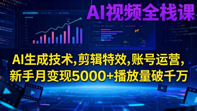 （16603期）AI视频全栈课:AI生成技术,剪辑特效,账号运营,新手月变现5000+播放量破千万-搞砸网络-www.gaoza.cn