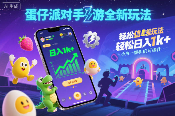 蛋仔派对手游全新玩法，轻松日入1k+，风口信息差玩法，当天见收益，小白一部手机可操作-搞砸网络-www.gaoza.cn