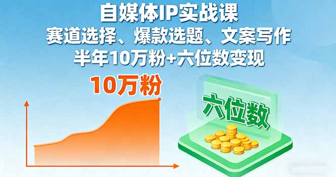 自媒体IP实战课，赛道选择、爆款选题、文案写作，半年10万粉+六位数变现-搞砸网络-www.gaoza.cn