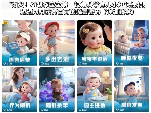 爆火！AI制作宝宝第一视角科学育儿小知识视频，短短两月获赞百万的流量密码(详细教学)-搞砸网络-www.gaoza.cn
