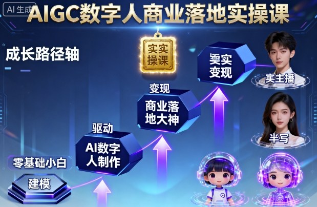 AIGC数字人商业落地实操课，从零基础小白到AI数字人大神-搞砸网络-www.gaoza.cn