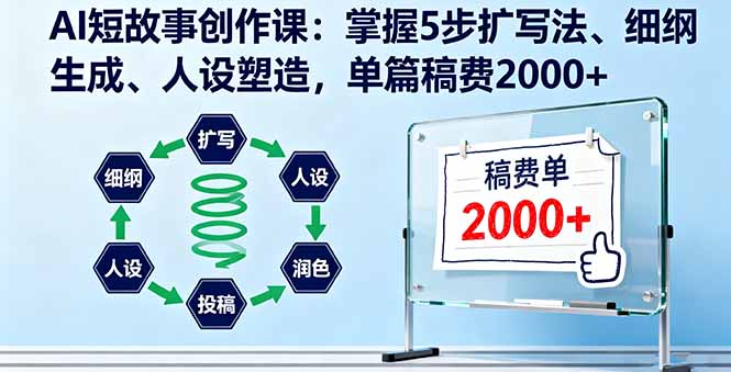 AI短故事创作课：掌握5步扩写法、细纲生成、人设塑造，单篇稿费2000+-搞砸网络-www.gaoza.cn