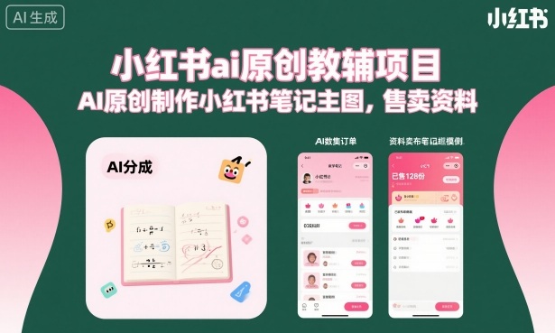 小红书ai原创教辅项目，AI原创制作小红书笔记主图，售卖资料-搞砸网络-www.gaoza.cn
