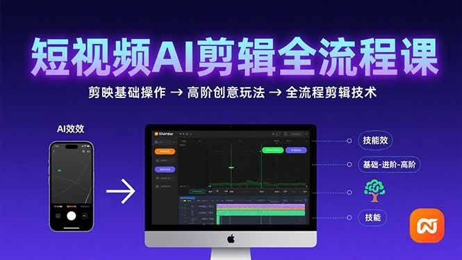 （15647期）短视频AI剪辑技能，从剪映基础操作到高阶创意玩法，全流程剪辑技术-搞砸网络-www.gaoza.cn