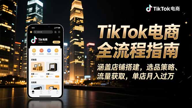 TikTok电商全流程指南，涵盖店铺搭建、选品策略、流量获取，单店月入过万-搞砸网络-www.gaoza.cn