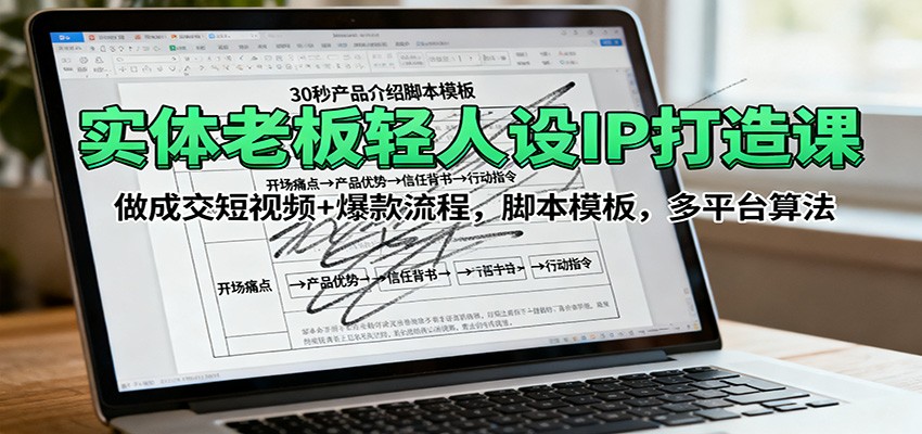 实体老板轻人设IP打造课：做成交短视频+爆款流程，脚本模板，多平台算法-搞砸网络-www.gaoza.cn