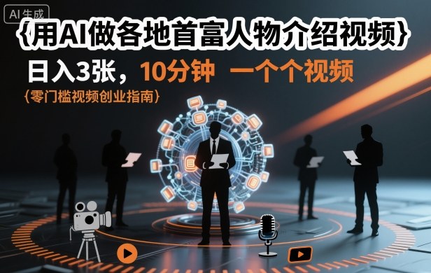 用AI做各地首富人物介绍视频，日入3张，10分钟一个视频-搞砸网络-www.gaoza.cn