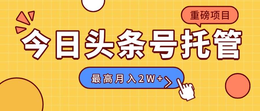 （15905期）【头条号托管 】我提供视频，你发布，每天操作5分钟，最高躺赚1W+-搞砸网络-www.gaoza.cn