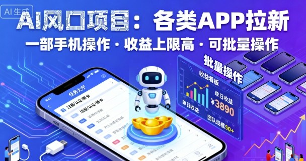 AI风口项目，各类APP拉新，一部手机就可以操作，收益上限高，可批量操作-搞砸网络-www.gaoza.cn