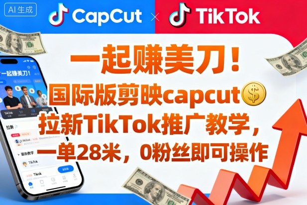 一起賺美刀！国际版剪映capcut拉新TikTok推广教学，一单28米，0粉丝即可操作(附推广入口和教学)-搞砸网络-www.gaoza.cn