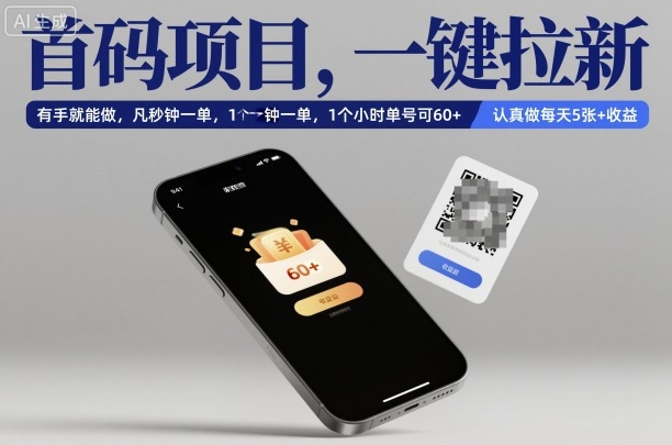 首码项目，一键拉新，有手就能做，几秒钟一单，1个小时单号可60+，认真做每天5张+收益【揭秘】-搞砸网络-www.gaoza.cn