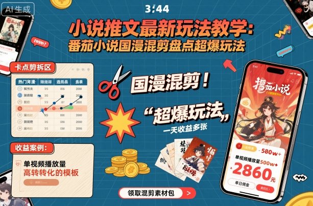 小说推文最新玩法教学，番茄小说国漫混剪盘点超爆玩法，全程干货，一天收益多张-搞砸网络-www.gaoza.cn