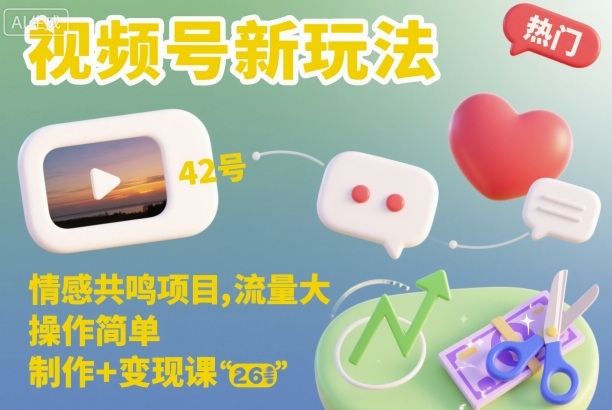 视频号新玩法，情感共鸣项目，流量大，操作简单，制作+变现课-搞砸网络-www.gaoza.cn