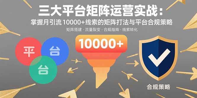 （15841期）三大平台矩阵运营实战：掌握月引流10000+线索的矩阵打法与平台合规策略-搞砸网络-www.gaoza.cn