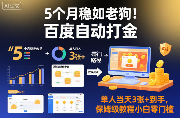 5个月稳如老狗！百度自动打金，单人当天3张+到手，保姆级教程小白零门槛【揭秘】-搞砸网络-www.gaoza.cn