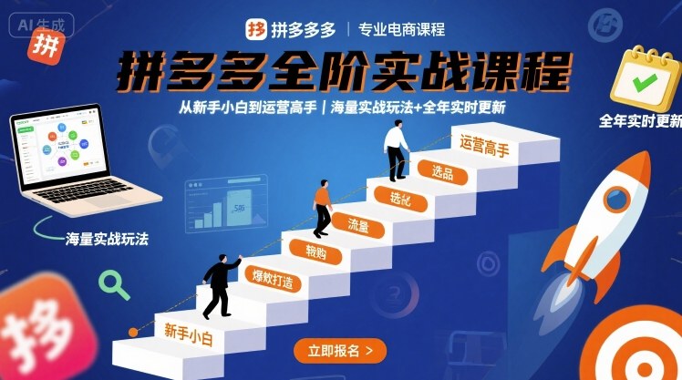 拼多多全阶实战课程，从新手小白到运营高手，海量实战玩法+全年实时更新【2025年10月更新】-搞砸网络-www.gaoza.cn