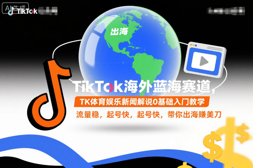 TikTok海外蓝海赛道，TK体育娱乐新闻解说0基础入门教学，流量稳，起号快，带你出海賺美刀-搞砸网络-www.gaoza.cn
