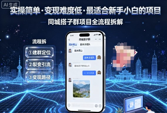 实操简单，变现难度低，最适合新手小白做的项目，每天轻松收入3张，同城搭子群项目全流程拆解-搞砸网络-www.gaoza.cn