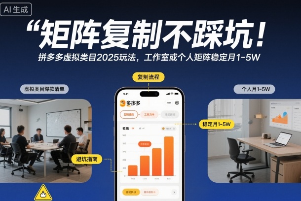 矩阵复制不踩坑！拼多多虚拟类目2025玩法，工作室或者个人矩阵稳定月1-5W【揭秘】-搞砸网络-www.gaoza.cn