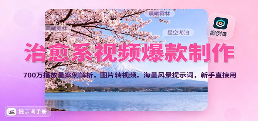 治愈系视频爆款制作，700万播放量案例解析，图片转视频，海量风景提示词，新手直接用-搞砸网络-www.gaoza.cn