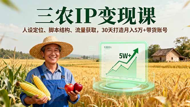 （16044期）三农IP变现课，人设定位、脚本结构、流量获取，30天打造月入5万+带货账号-搞砸网络-www.gaoza.cn