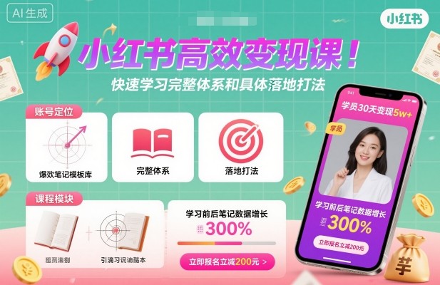 小红书高效变现课，快速学习小红书完整体系和具体落地打法-搞砸网络-www.gaoza.cn