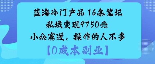 蓝海冷门产品：16条笔记私域变现9750米小众赛道，操作的人不多-搞砸网络-www.gaoza.cn