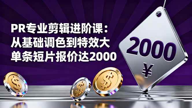 （16381期）PR专业剪辑进阶课：从基础调色到特效大片的进阶技能，单条短片报价达2000-搞砸网络-www.gaoza.cn