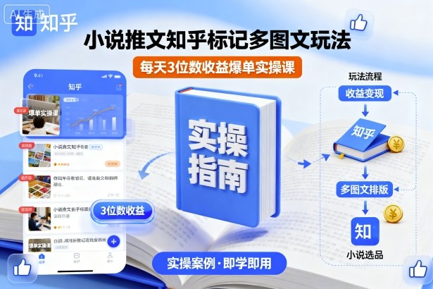 小说推文知乎标记多图文玩法，每天3位数收益爆单实操课-搞砸网络-www.gaoza.cn