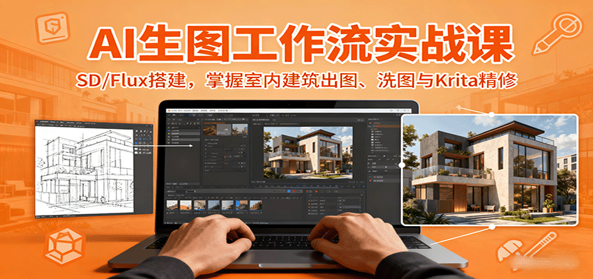AI生图工作流实战课：SD/Flux搭建，掌握室内建筑出图、洗图与Krita精修-搞砸网络-www.gaoza.cn