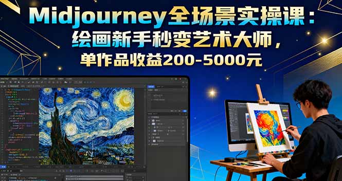 Midjourney全场景实操课：绘画新手秒变艺术大师，单作品收益200-5000元-搞砸网络-www.gaoza.cn