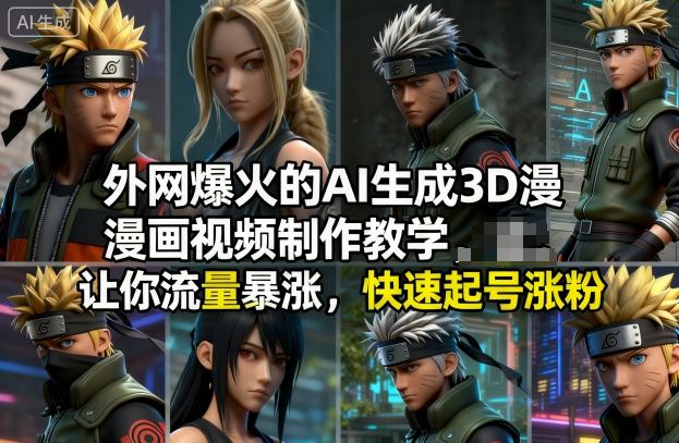 外网爆火的AI生成3D漫画视频制作教学，让你流量暴涨，快速起号涨粉！-搞砸网络-www.gaoza.cn