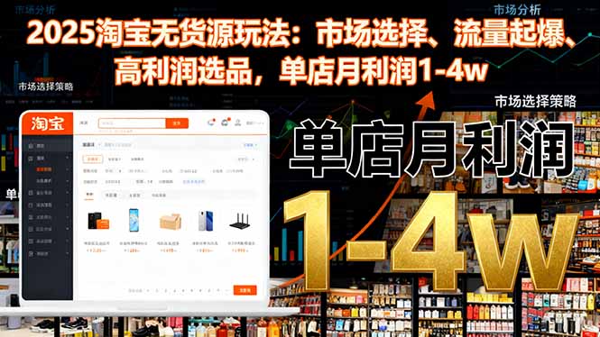 2025淘宝无货源玩法：市场选择、流量起爆、高利润选品，单店月利润1-4w-搞砸网络-www.gaoza.cn