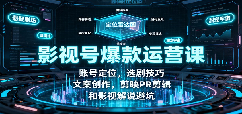 影视号爆款运营课：账号定位，选剧技巧，文案创作，剪映PR剪辑和影视解说避坑-搞砸网络-www.gaoza.cn