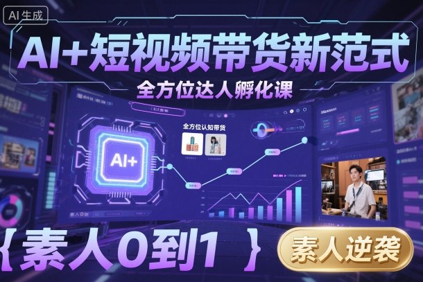 AI+短视频带货新范式全方位达人孵化课，素人也可以从0到1，全方位认知短视频带货-搞砸网络-www.gaoza.cn