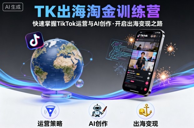 TK出海淘金训练营，助你快速掌握TikTok运营与AI创作，开启出海变现之路-搞砸网络-www.gaoza.cn