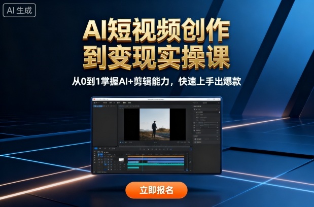 AI短视频创作到变现实操课，从0到1掌握AI+剪辑能力，快速上手出爆款(更新10月)-搞砸网络-www.gaoza.cn