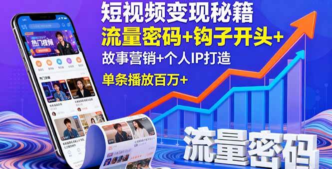 （16079期）短视频变现秘籍，流量密码+钩子开头+故事营销+个人IP打造，单条播放百万+-搞砸网络-www.gaoza.cn