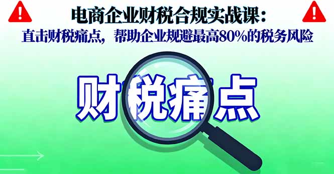 电商企业财税合规实战课，直击财税痛点，帮助企业规避最高80%的税务风险-搞砸网络-www.gaoza.cn