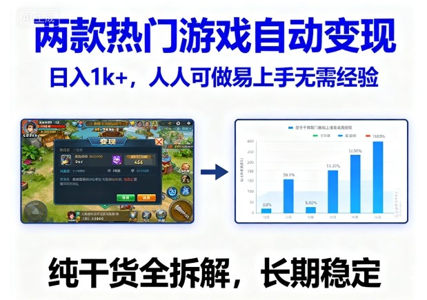 两款热门游戏自动变现，日入1k+，人人可做易上手无需经验，纯干货全拆解，长期稳定【揭秘】-搞砸网络-www.gaoza.cn