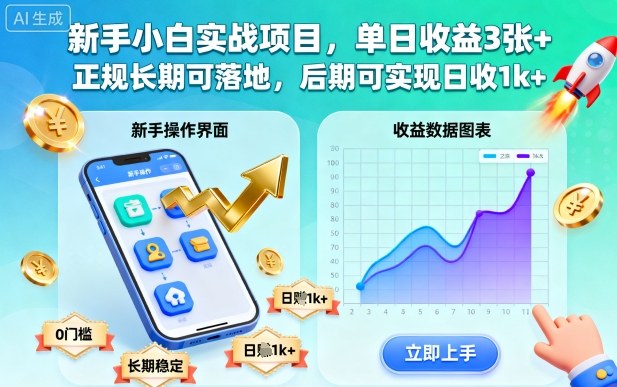新手小白实战项目，单日收益3张+，正规长期可落地，后期可实现日收1k+【揭秘】-搞砸网络-www.gaoza.cn