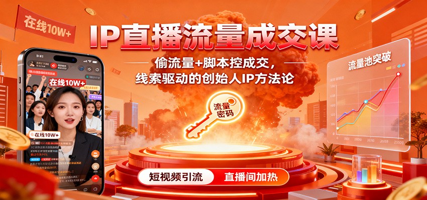 IP直播流量成交课：偷流量+脚本控成交，线索驱动的创始人IP方法论-搞砸网络-www.gaoza.cn